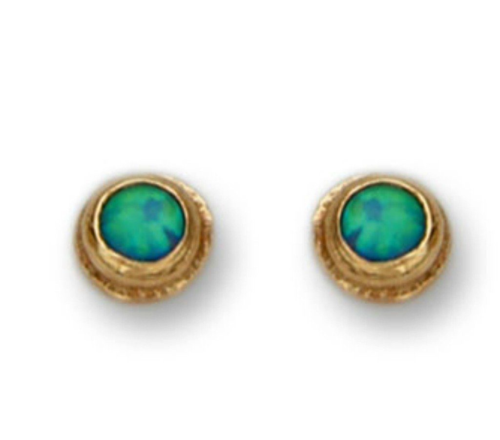 Bluenoemi Jewelry Earrings Earrings set with opals / gold Israeli earrings set with opals - Gold earrings