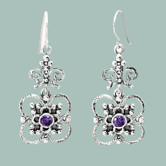 Bluenoemi Jewelry Earrings Floral earrings for women / orecchini argento / sterling silver jewelry/ israelische schmuck / amethyst zircons