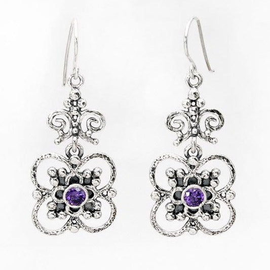 Bluenoemi Jewelry Earrings Floral earrings for women / orecchini argento / sterling silver jewelry/ israelische schmuck / amethyst zircons