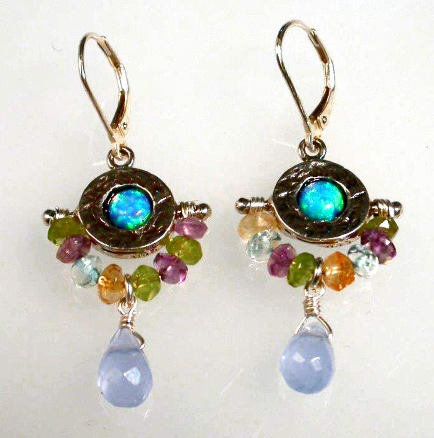 Bluenoemi Jewelry earrings for woman blue opal gemstones earrings/ orecchini argento / gemstones boho chic jewelry/ israelische schmuck/ Valentine gift