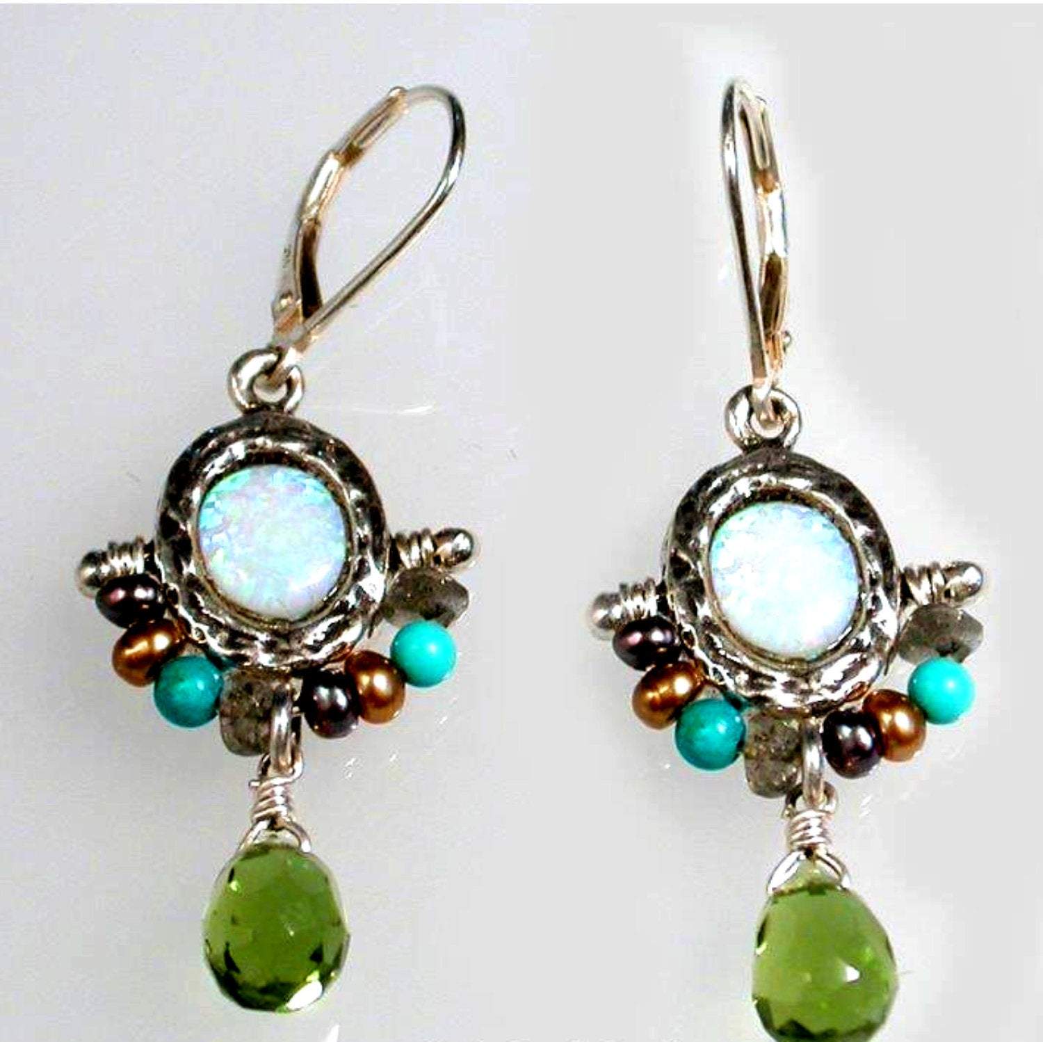 Bluenoemi Jewelry earrings for woman blue opal gemstones earrings/ orecchini argento / gemstones boho chic jewelry/ israelische schmuck/ Valentine gift