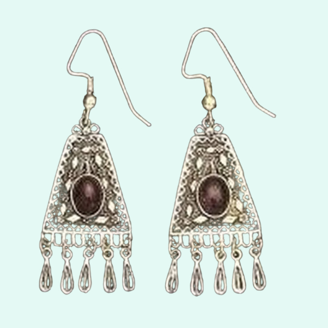 Bluenoemi Jewelry Earrings Israeli filigree ethnic sterling silver earrings / Silver Israeli filigree ethnic silver earrings