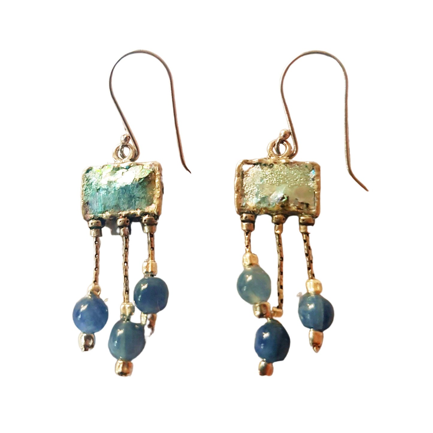 Roman Glass jewelry Earrings dangling earrings / blue Israeli jewelry Earrings for Woman Roman Glass Dangling Earrings