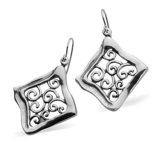 Bluenoemi Jewelry Earrings Israeli silver earrings 925 Sterling Silver Earrings Wavy with Decorations