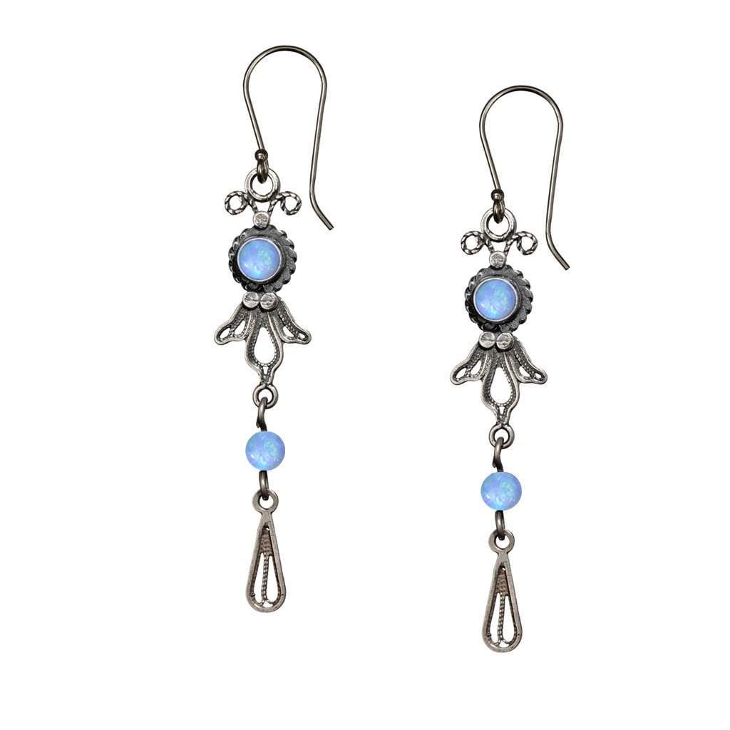Bluenoemi Jewelry Earrings opal Earrings for Woman, Sterling Silver Earrings, Delicate Filigree Israeli Earrings.