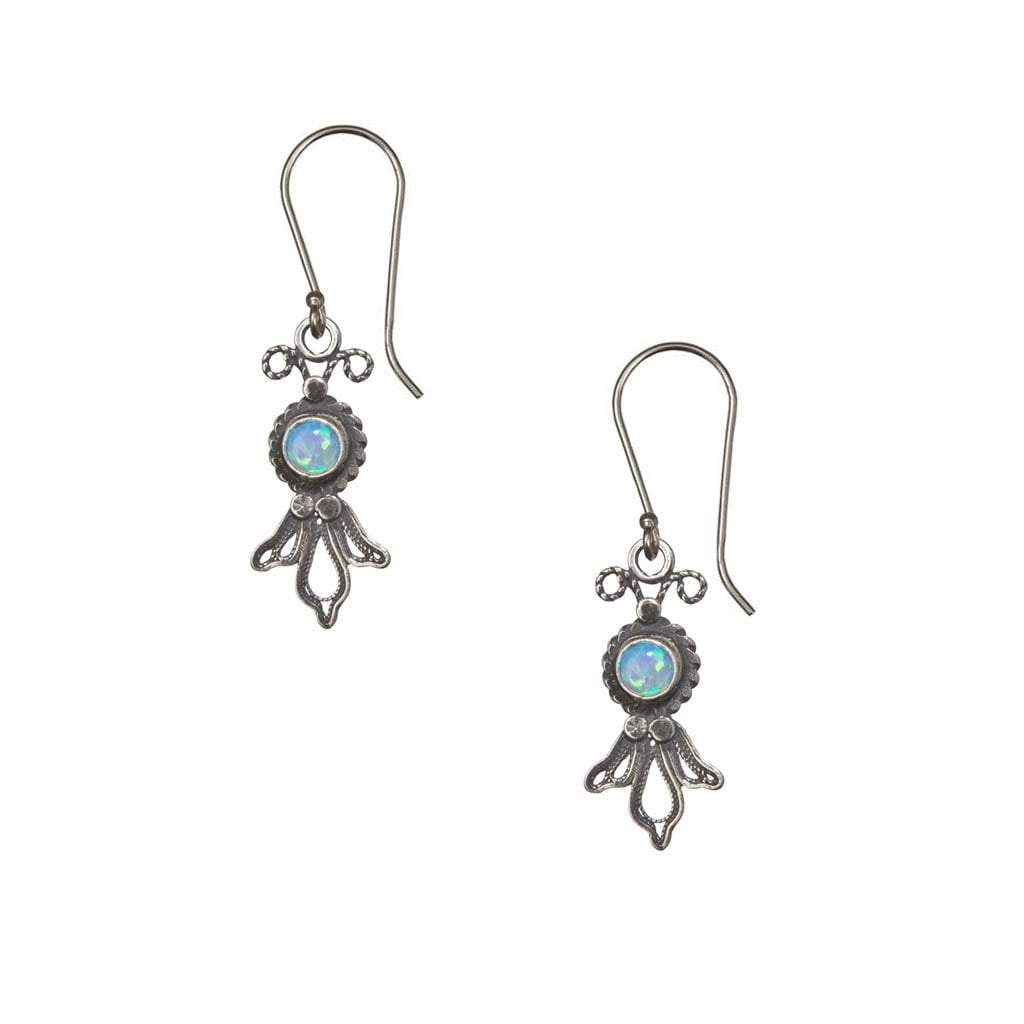 Bluenoemi Jewelry Earrings opal Silver Earrings Delicate Filigree Israeli silver earrings with gemstones.