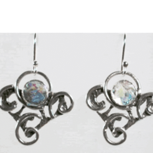 Bluenoemi Jewelry Earrings Roman glass dangling sterling silver earrings / silver Roman glass earrings