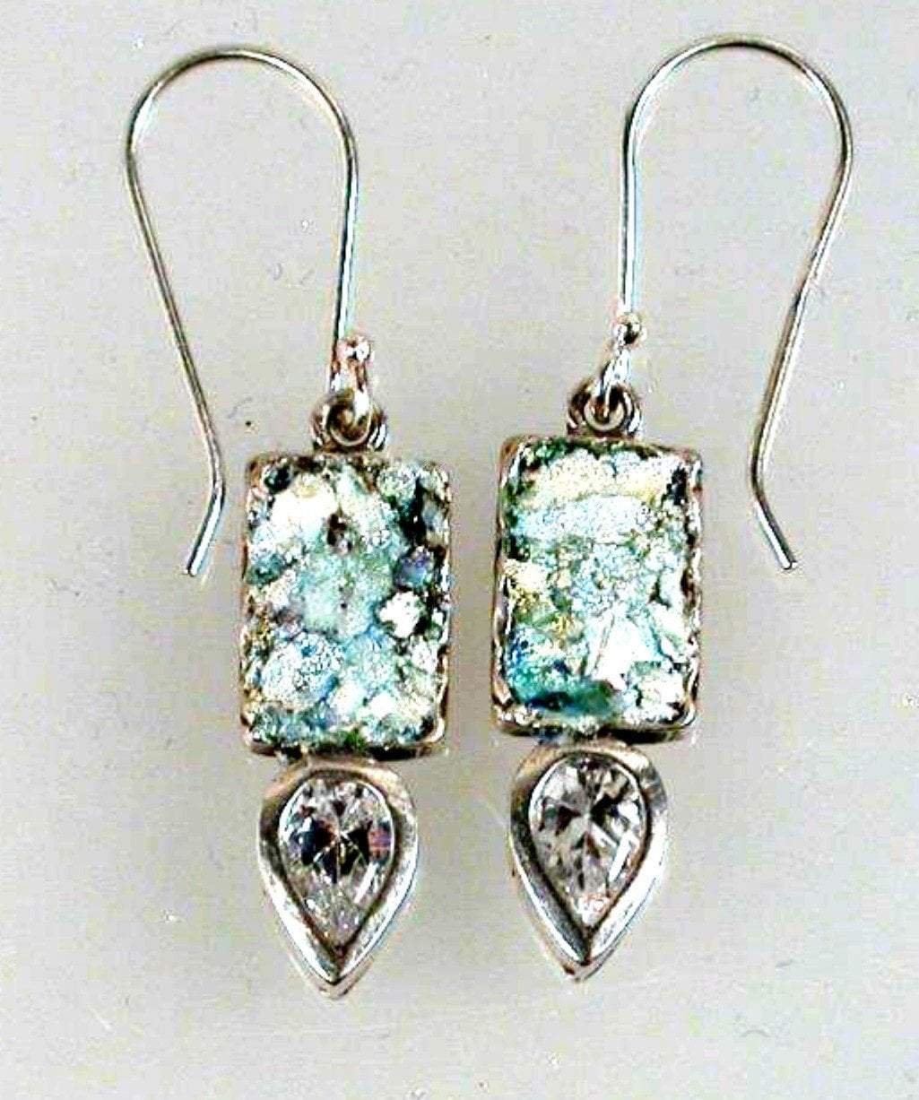 Bluenoemi Jewelry Earrings Roman Glass Earrings, Sterling Silver Earrings, Israeli roman glass jewelry