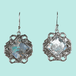 Bluenoemi Jewelry Earrings Roman glass israeli earrings sterling silver flowers / silver Roman glass earrings