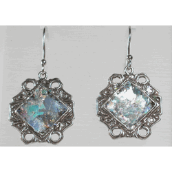 Bluenoemi Jewelry Earrings Roman glass israeli earrings sterling silver flowers / silver Roman glass earrings