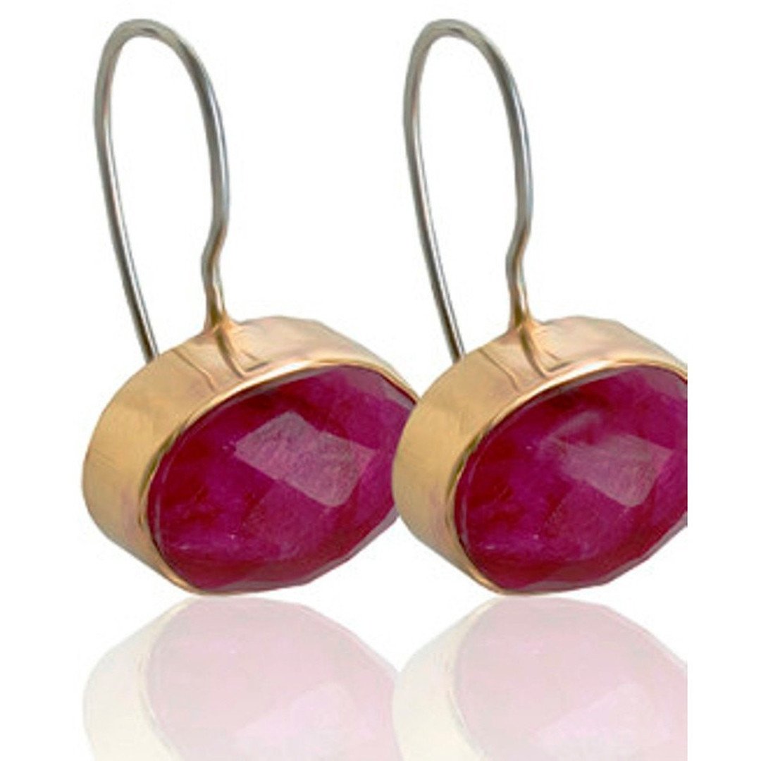 Bluenoemi Jewelry Earrings ruby Sterling Silver & 9K Gold earrings / earrings set ruby /925 SILVER 9K Gold / classic earrings