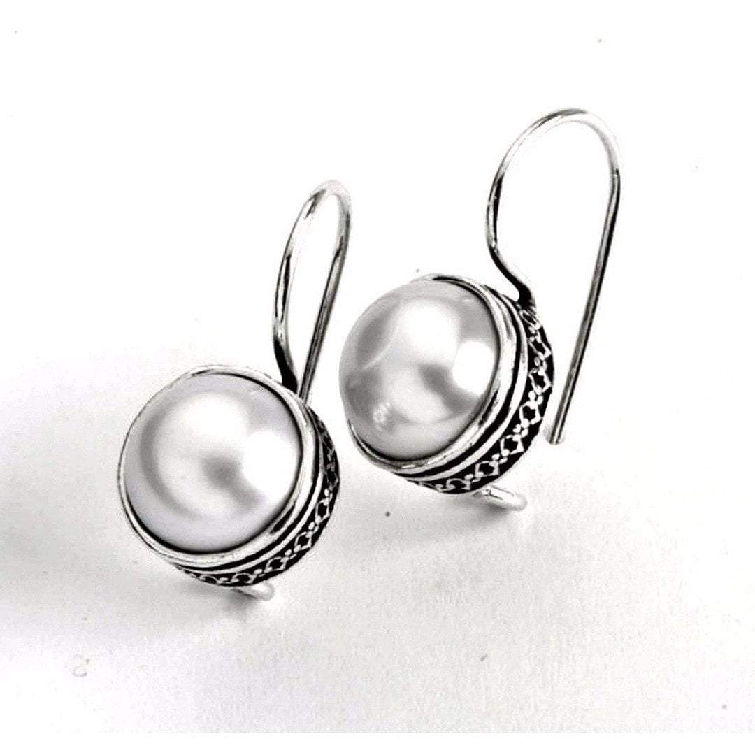 Bluenoemi silver and pearl drop earrings Sterling silver earrings 