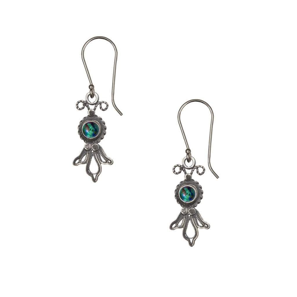 Bluenoemi Jewelry Earrings Silver Earrings Delicate Filigree Israeli silver earrings with gemstones.