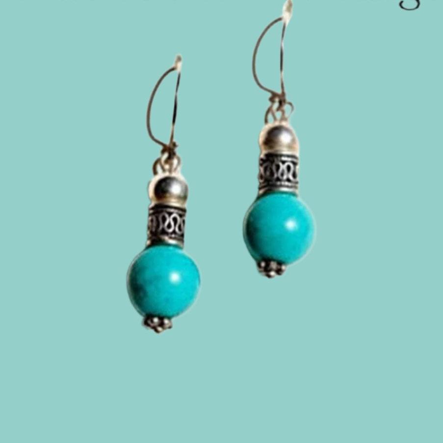 Bluenoemi Jewelry Earrings Silver earrings / earrings for woman Ethnic Earrings / Coral Turquoise Eilat filigree earrings