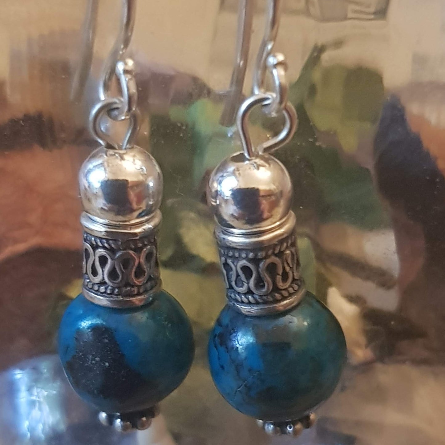 Bluenoemi Jewelry Earrings Silver earrings / earrings for woman Ethnic Earrings / Coral Turquoise Eilat filigree earrings