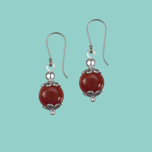 Silver earrings for woman Ethnic Earrings / Coral Turquoise Lapis Opal Onyx Garnet - Bluenoemi