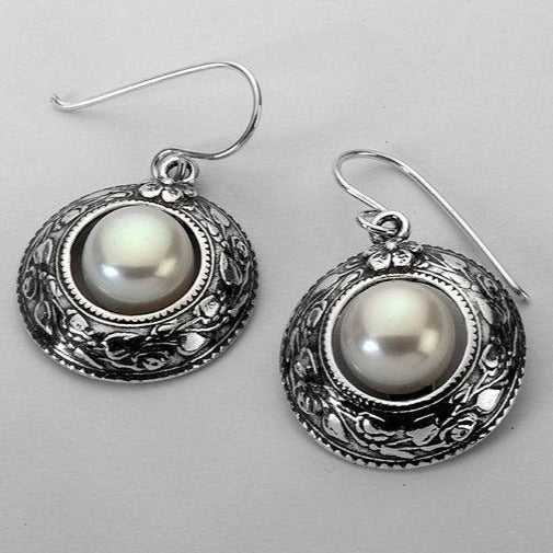 Bluenoemi Jewelry Earrings Silver earrings for women / dangle earrings. Nature Motif Earrings With Pearls