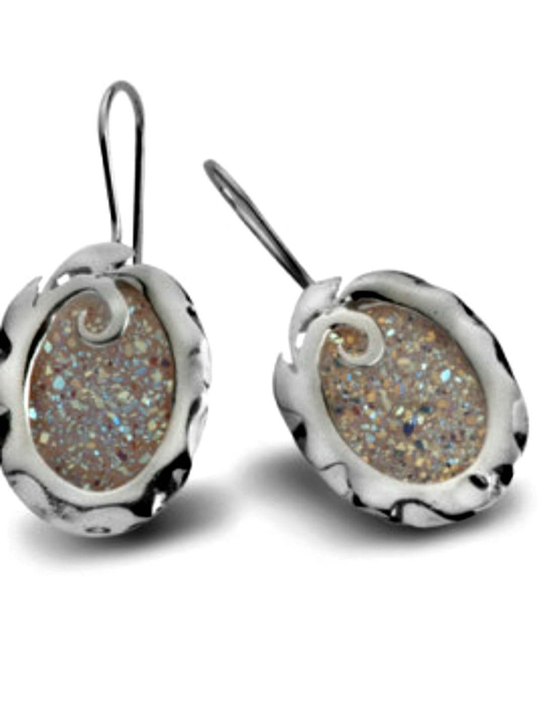 Bluenoemi Jewelry Earrings silver Earrings Sterling silver Druze Druzy stone  Dangling Designer Israeli jewelry