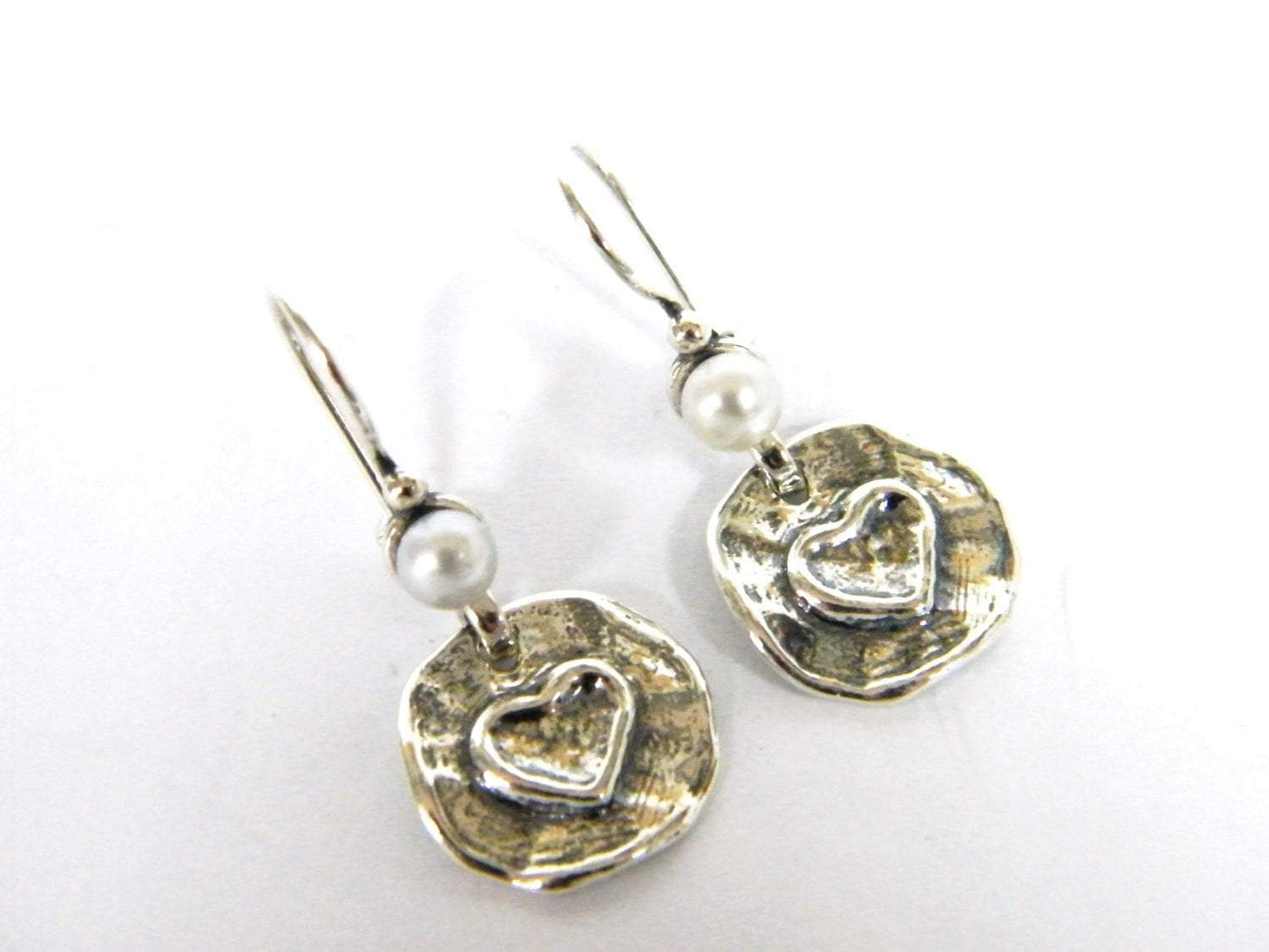 Bluenoemi Jewelry Earrings silver Earrings sterling silver with pearls heart deco