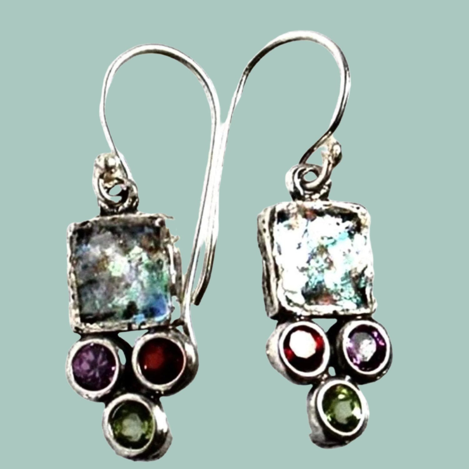 Roman glass jewelry earrings