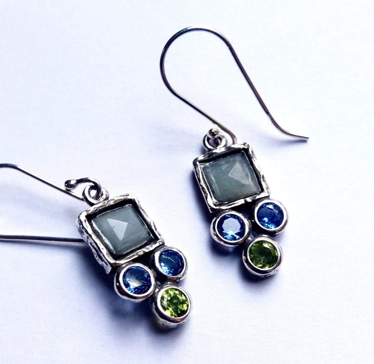 Bluenoemi Jewelry Earrings silver Roman glass jewelry dangling earrings Israeli gemstones earrings jewelry