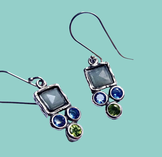 Bluenoemi Jewelry Earrings silver Roman glass jewelry dangling earrings Israeli gemstones earrings jewelry