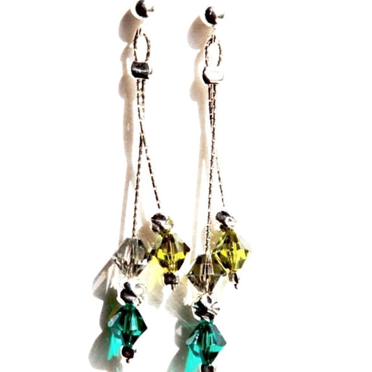 Bluenoemi Jewelry Earrings silver Silver earrings, Dangle Bridesmaid earrings,  turquoise & light green crystals