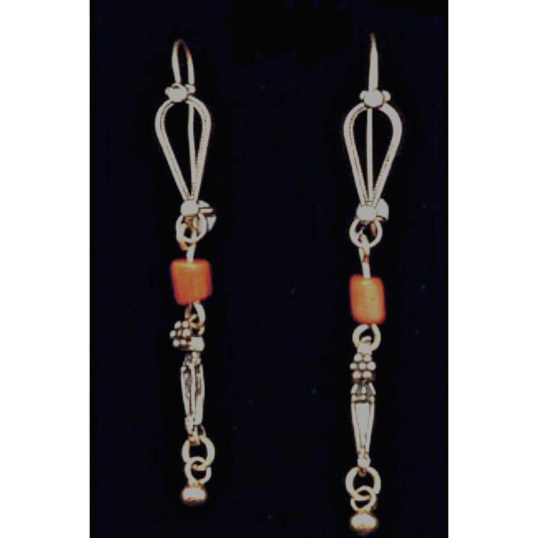 Bluenoemi Jewelry Earrings silver Sterling Silver Corals Earrings Filigree Ethnic Jewelry
