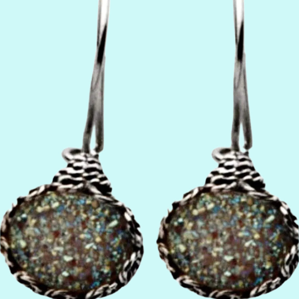 Sterling silver Druze Earrings Dangling Designer Israeli jewelry - Bluenoemi