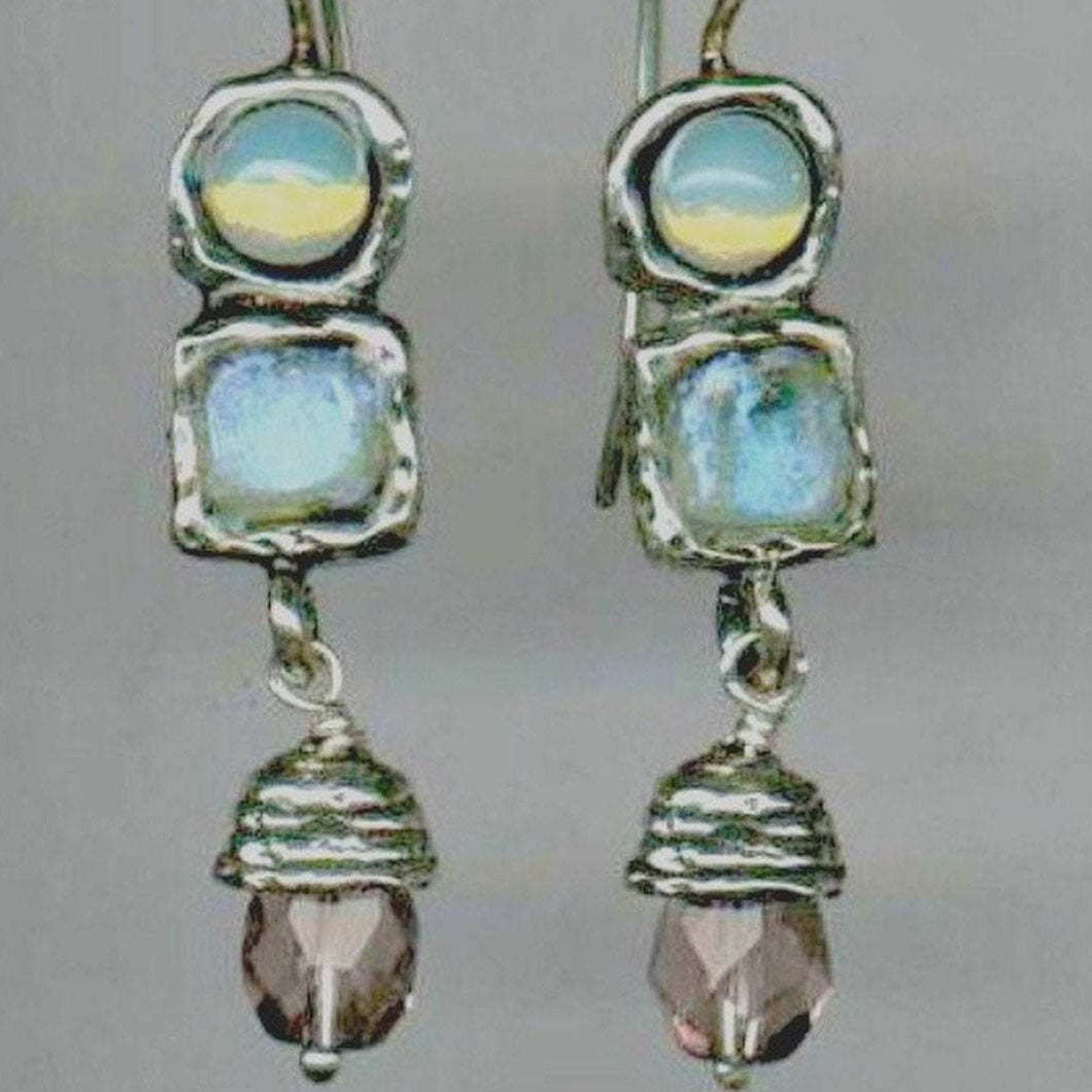 Bluenoemi Jewelry Earrings silver Sterling Silver Earrings, Roman Glass Earrings, Gemstones Earrings, sterling silver jewelry