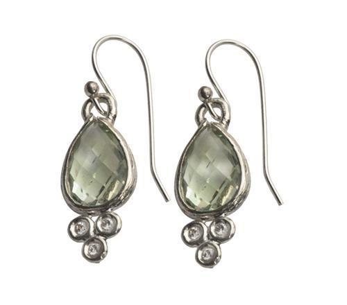 Bluenoemi Jewelry Earrings silver Sterling Silver Green Amethyst Earrings / 925 SILVER 9K Gold