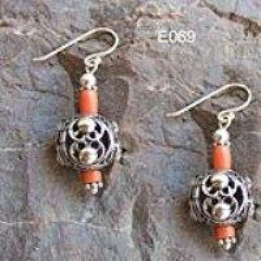 Bluenoemi Jewelry Earrings silver Sterling Silver Old Corals Earrings Ethnic Jewelry