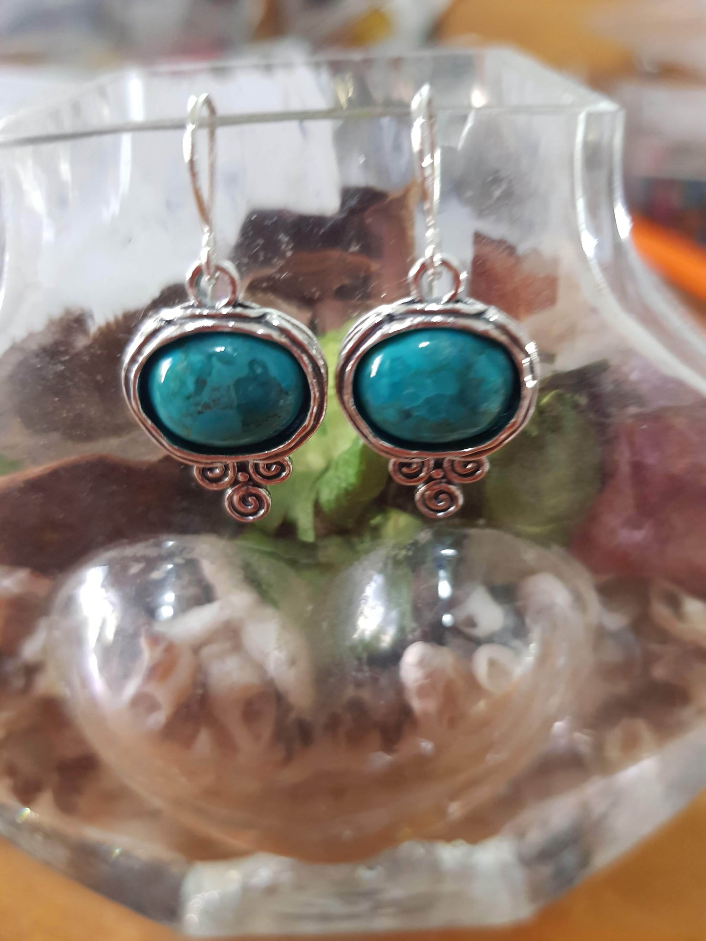 Sterling Silver turquoise earrings for women, dangle earrings. - Bluenoemi