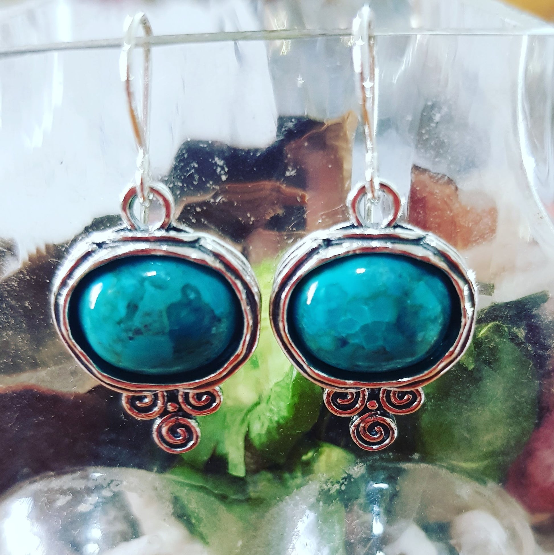 Sterling Silver turquoise earrings for women, dangle earrings. - Bluenoemi