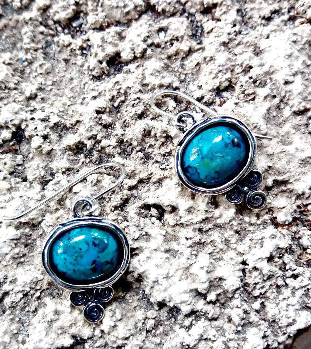 Sterling Silver turquoise earrings for women, dangle earrings. - Bluenoemi
