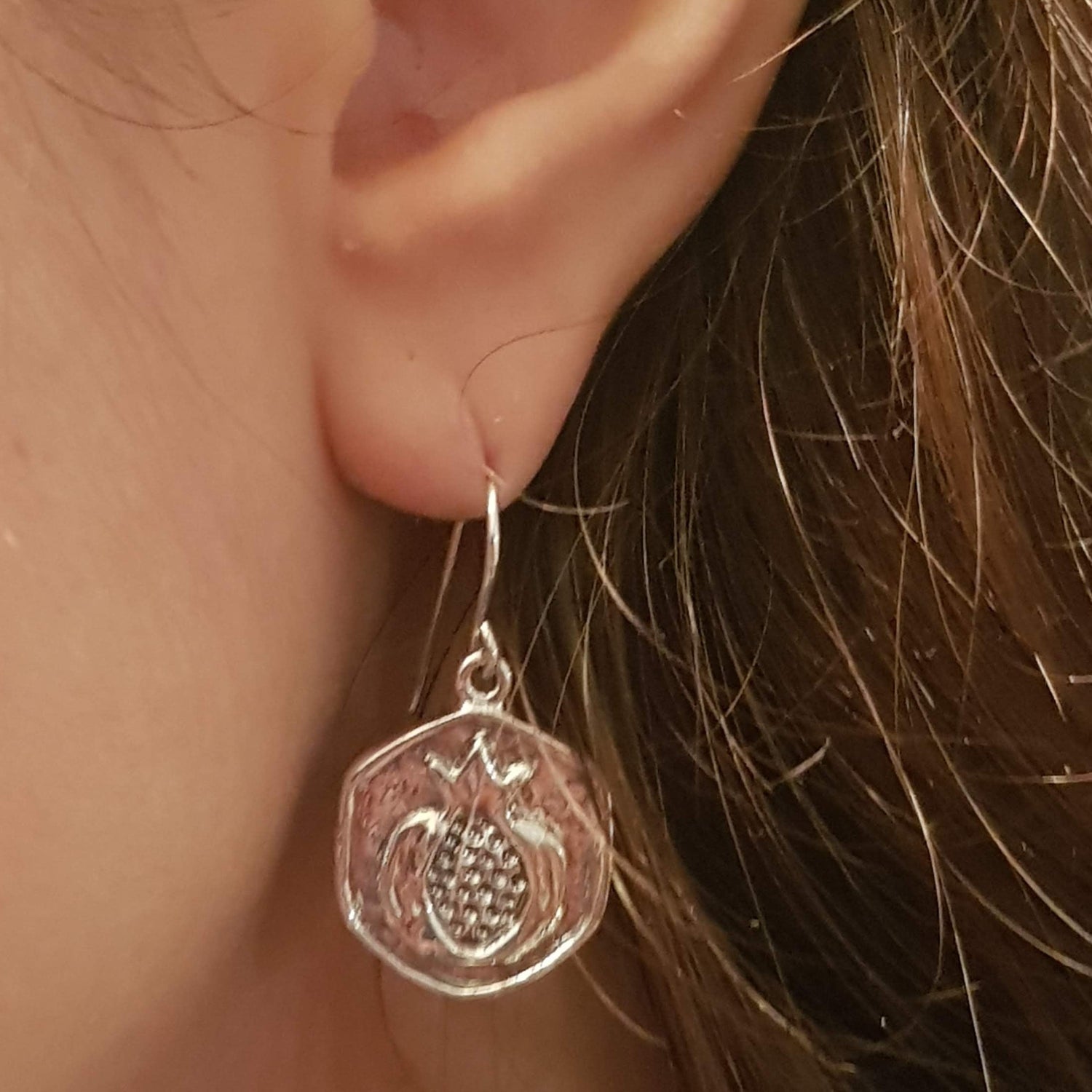 silver earrings for women pomegranates