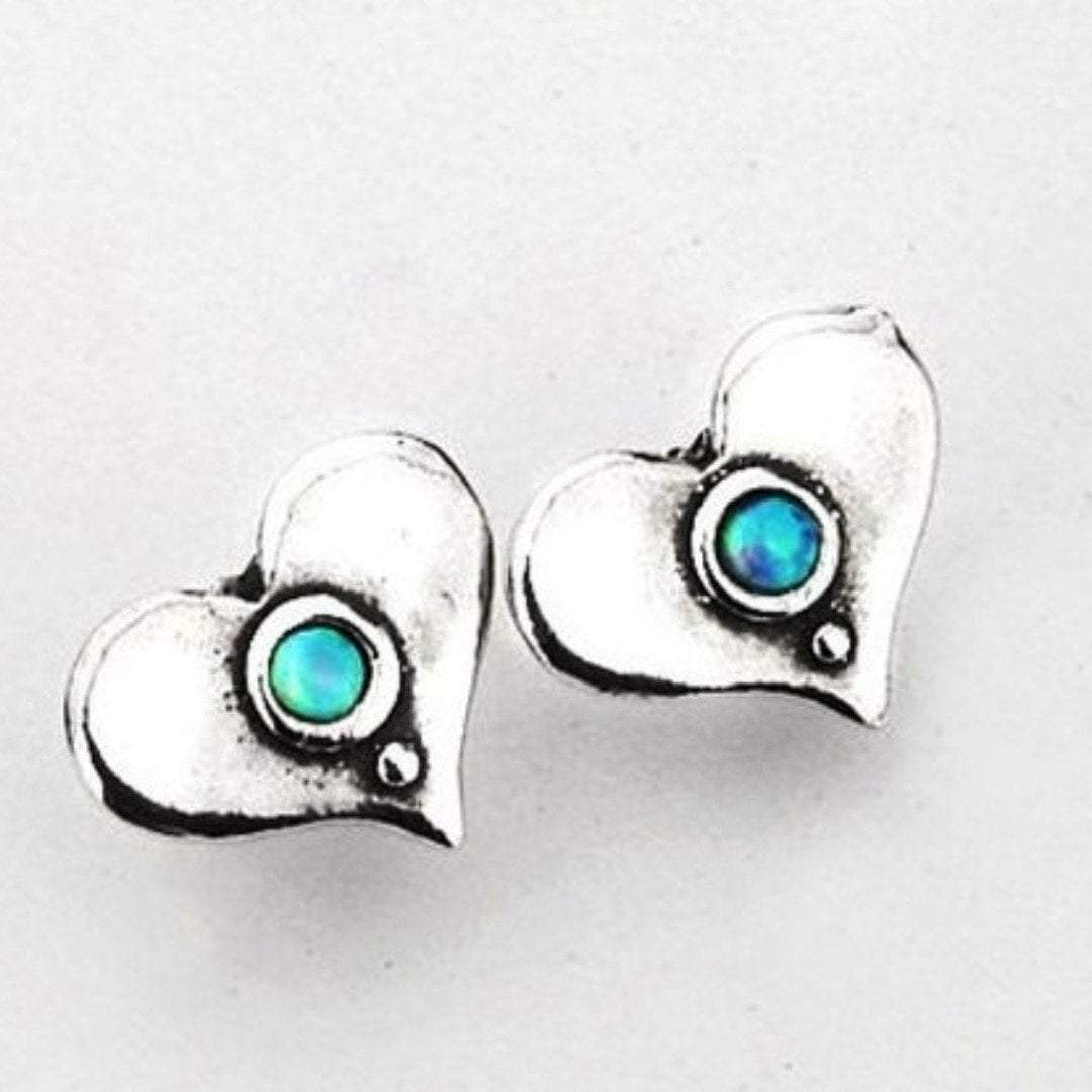 Bluenoemi Jewelry Earrings Sterling Silver Earrings, opal silver earrings,  Heart earrings, October Birthstone