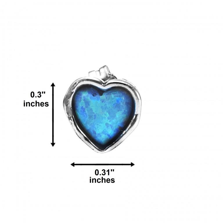 Bluenoemi Jewelry Earrings Sterling silver Heart stud earrings set with Blue opals Israeli designer jewelry gift for mom 艺术耳环