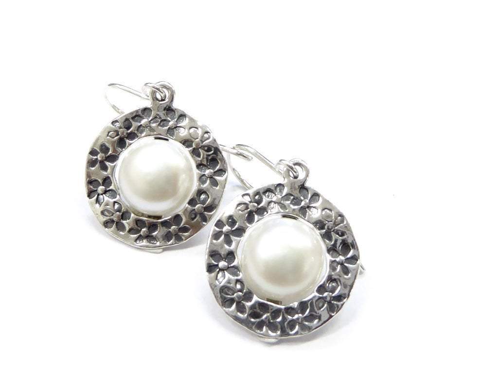 Bluenoemi Jewelry earrings white silver earrings for women / pearls earrings for women / silver earrings / bluenoemi jewelry
