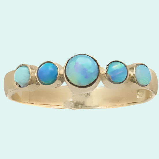 Bluenoemi Jewelry Gold Ring Blue Opals Ring silver gold 9 carats for woman