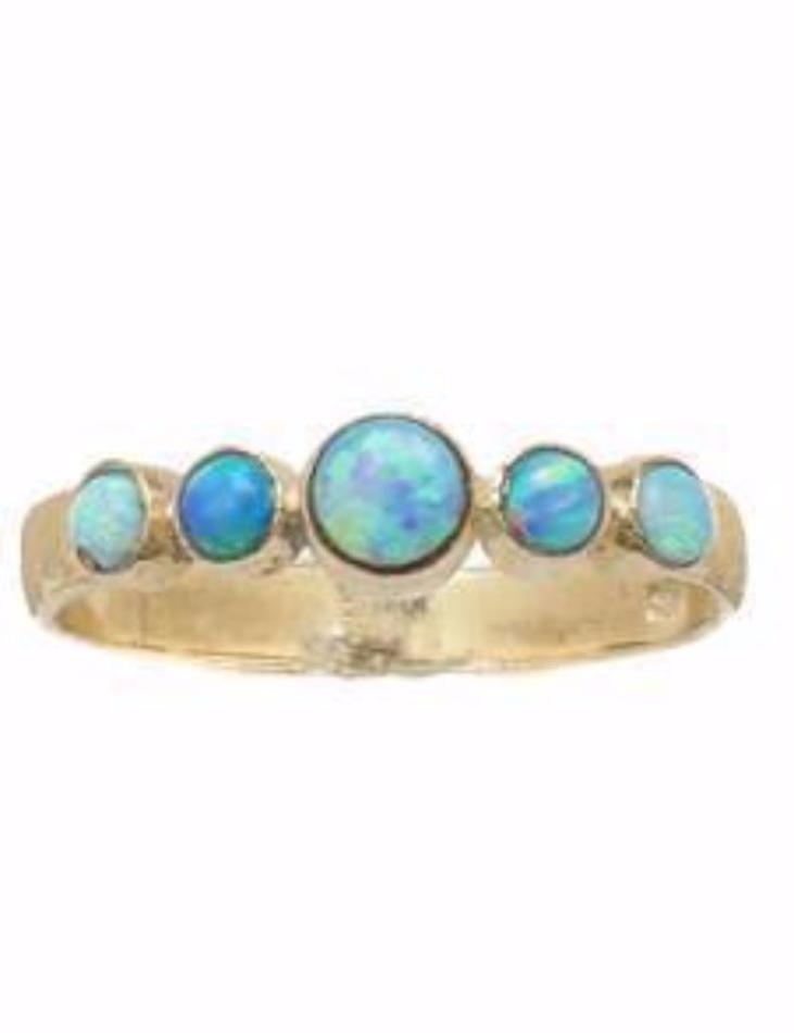Bluenoemi Jewelry Gold Ring Blue Opals Ring silver gold 9 carats for woman
