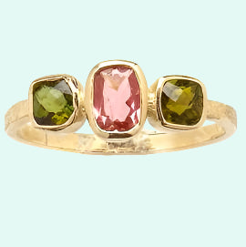 Bluenoemi Jewelry Gold Ring Gold ring 9 carats set with tourmalines | ring for woman