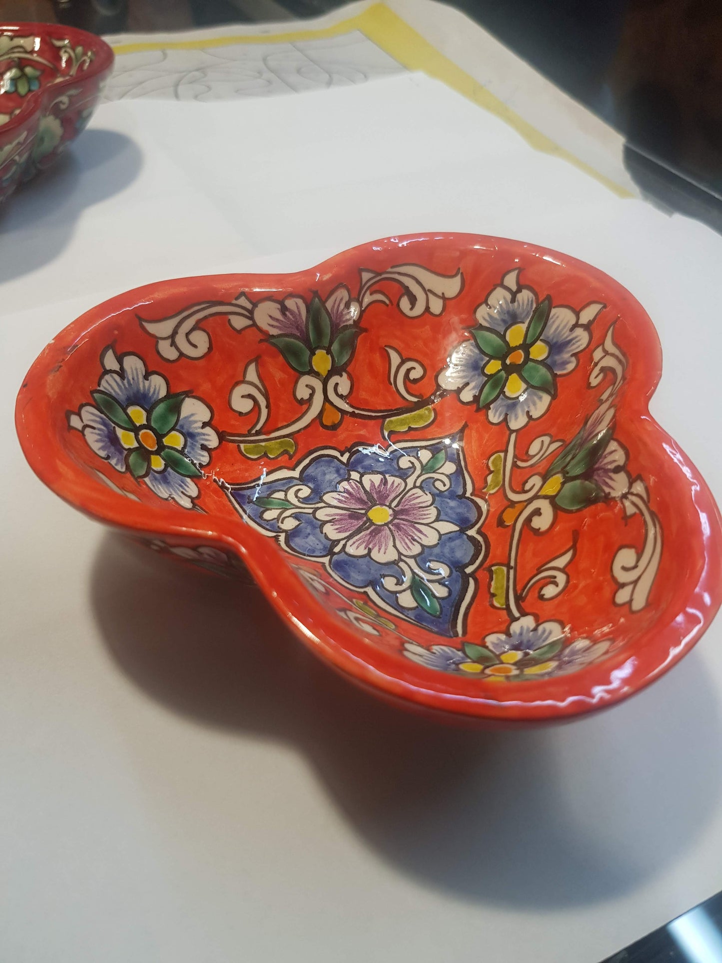 Bluenoemi Jewelry Home-Decor 14 / colourful Ceramic bowl for serving or decoration. Flowers motif.