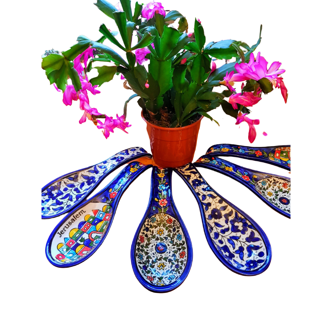 Ceramic handcrafted Holy Land ceramic spoon - Bluenoemi