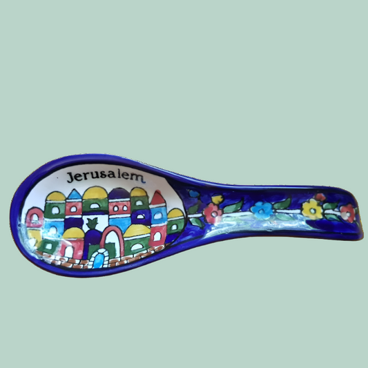 Bluenoemi Jewelry home-decor 14 / Jerusalem Armenian handcrafted Holy Land Jerusalem ceramic spoon for serving or decoration.