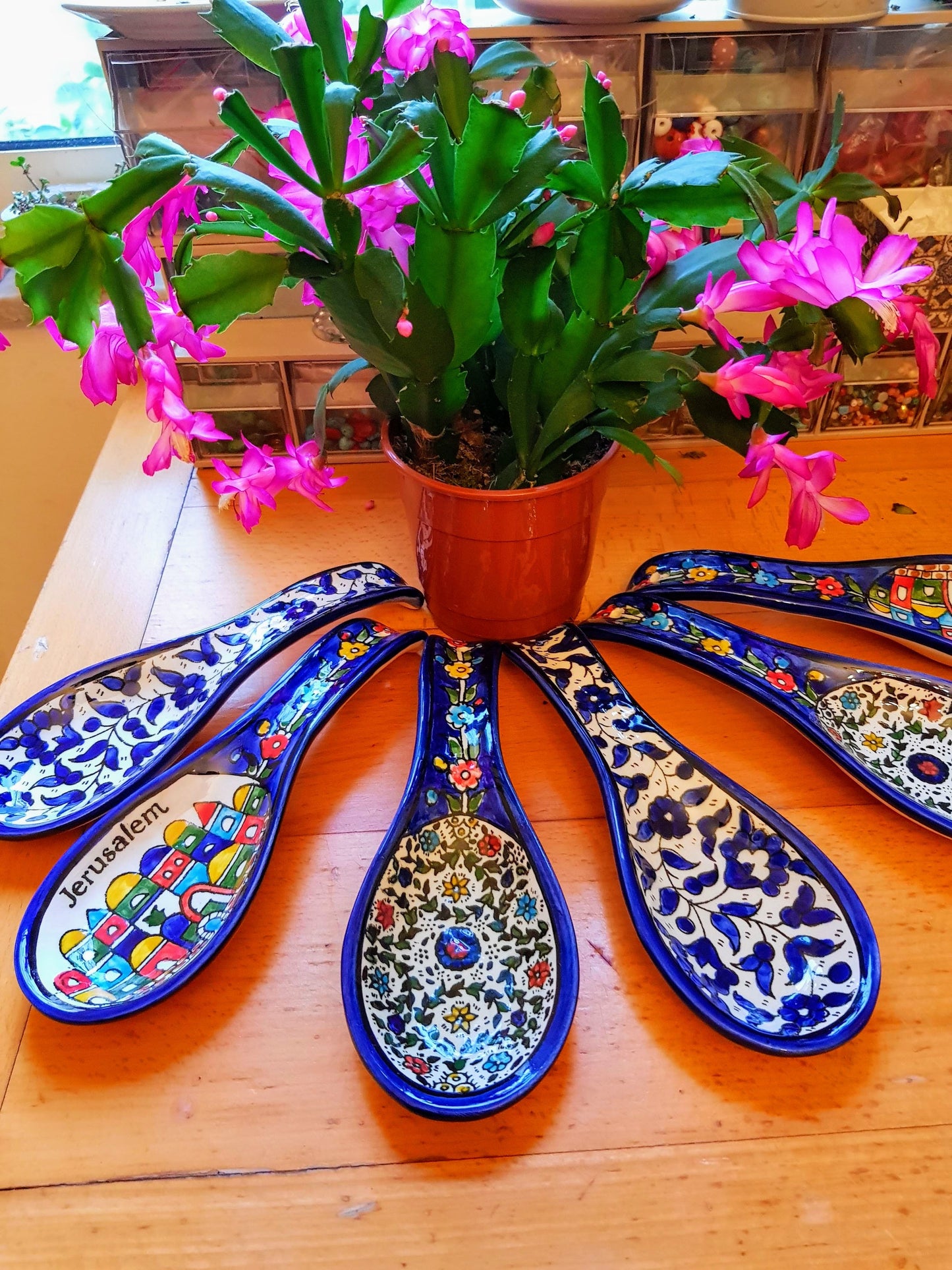 Bluenoemi Jewelry home-decor Armenian ceramic rest spoon for serving or decoration.