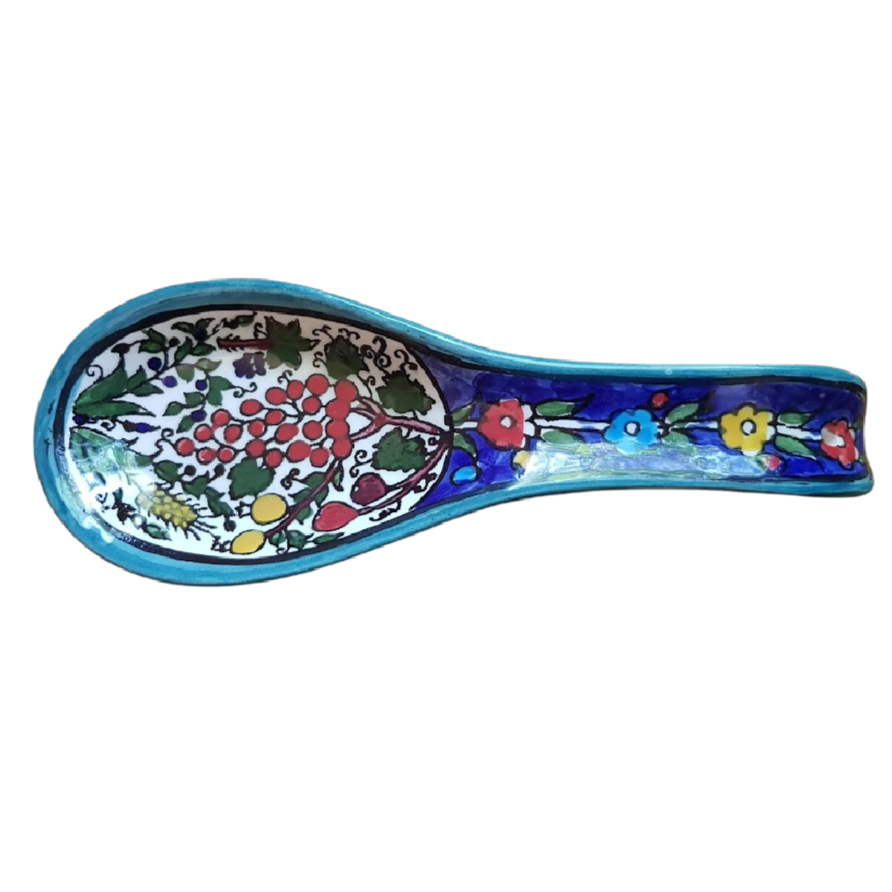 Bluenoemi Jewelry home-decor colourful Armenian Ceramic rest spoon handcrafted Floral rest spoon seven species