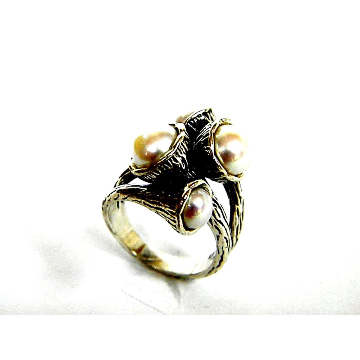 Bluenoemi Jewelry Israel pearl ring for women, pearls silver rings for women, bohemian silber ringe für frauen