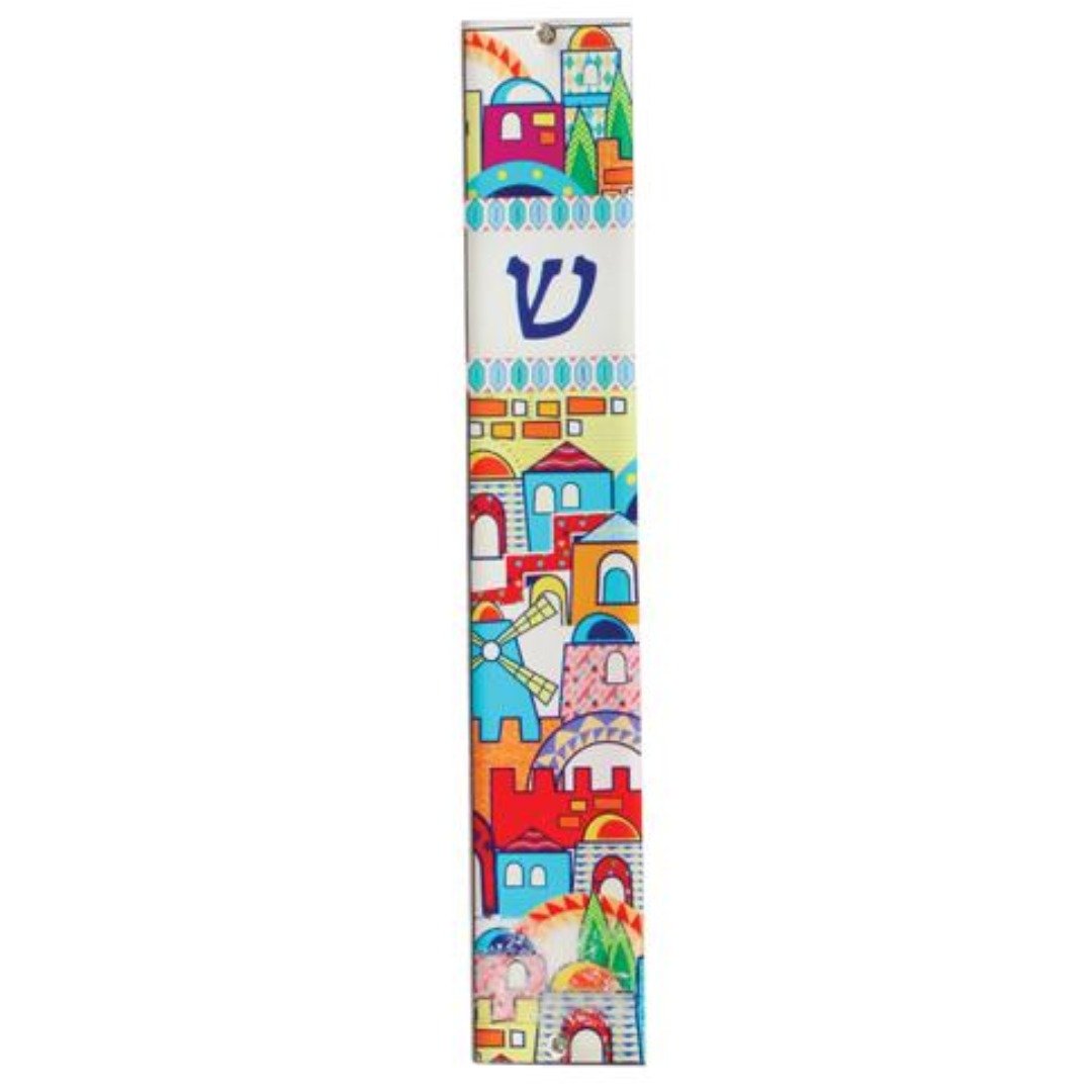 Bluenoemi Jewelry Mezuzah 8.2 x 1.4 x 1 inches / multicolor Bluenoemi Mezuzah for Door Jewish Jerusalem View Gifts Home Blessing Israeli Gifts