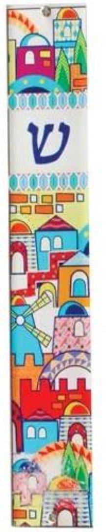 Bluenoemi Jewelry Mezuzah 8.2 x 1.4 x 1 inches / multicolor Bluenoemi Mezuzah for Door Jewish Jerusalem View Gifts Home Blessing Israeli Gifts